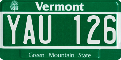 VT license plate YAU126
