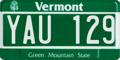 VT license plate YAU129