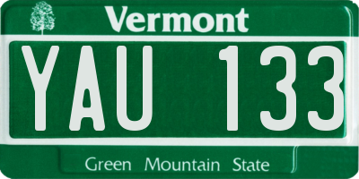 VT license plate YAU133