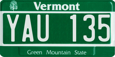VT license plate YAU135