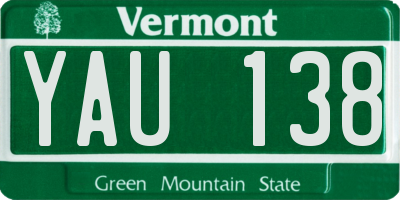 VT license plate YAU138