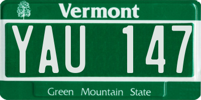 VT license plate YAU147