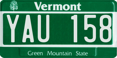 VT license plate YAU158