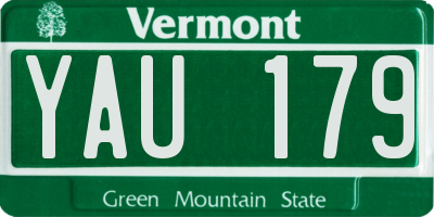 VT license plate YAU179