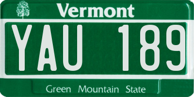 VT license plate YAU189