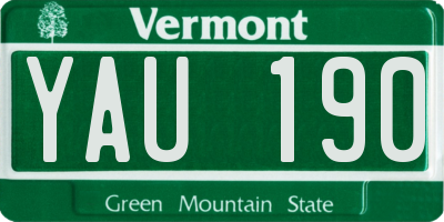 VT license plate YAU190