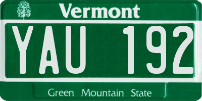 VT license plate YAU192