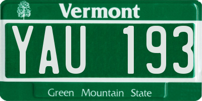 VT license plate YAU193