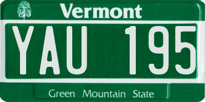 VT license plate YAU195