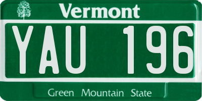 VT license plate YAU196