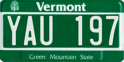 VT license plate YAU197