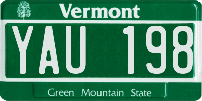 VT license plate YAU198