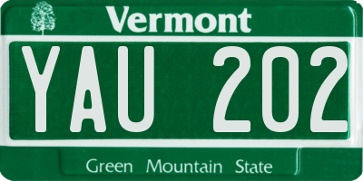 VT license plate YAU202