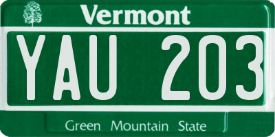 VT license plate YAU203