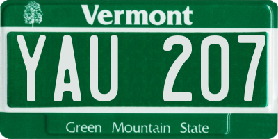 VT license plate YAU207