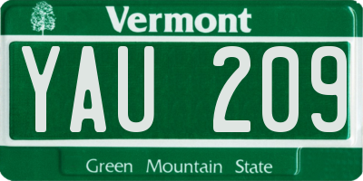 VT license plate YAU209