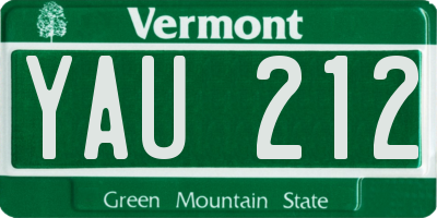 VT license plate YAU212