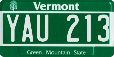 VT license plate YAU213