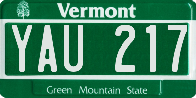 VT license plate YAU217