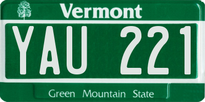 VT license plate YAU221