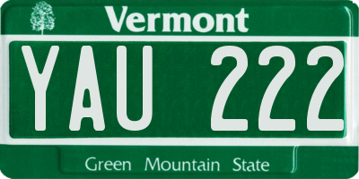 VT license plate YAU222