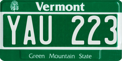 VT license plate YAU223