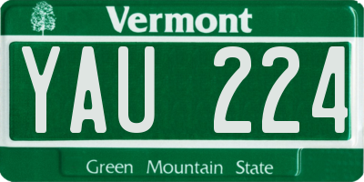 VT license plate YAU224