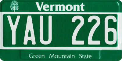VT license plate YAU226