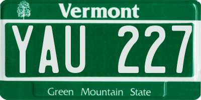 VT license plate YAU227