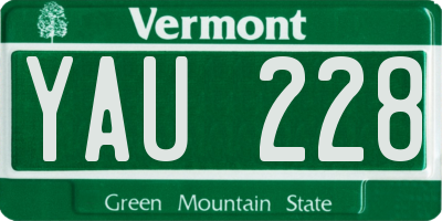 VT license plate YAU228