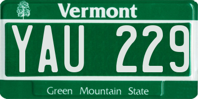 VT license plate YAU229