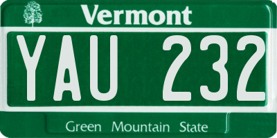 VT license plate YAU232