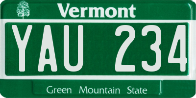 VT license plate YAU234