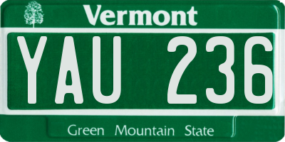 VT license plate YAU236