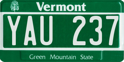 VT license plate YAU237
