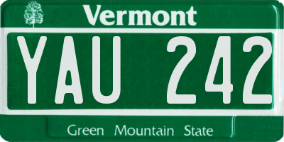 VT license plate YAU242