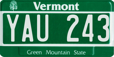 VT license plate YAU243