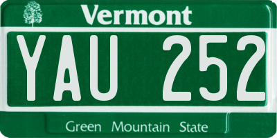 VT license plate YAU252