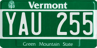 VT license plate YAU255