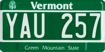 VT license plate YAU257