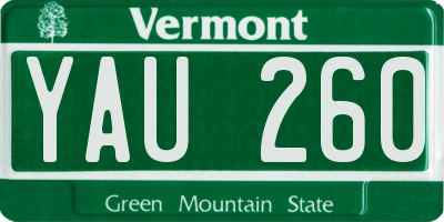 VT license plate YAU260
