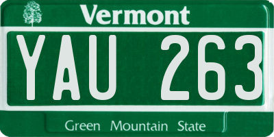 VT license plate YAU263