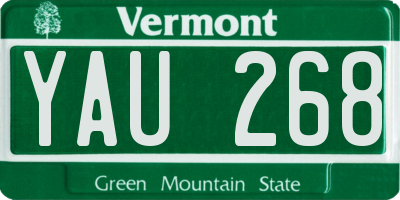 VT license plate YAU268