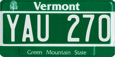 VT license plate YAU270