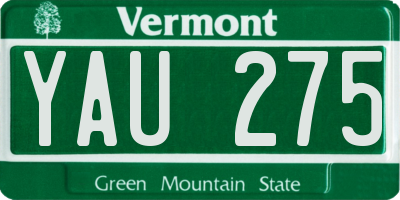 VT license plate YAU275