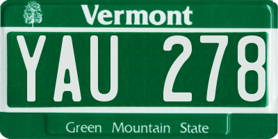 VT license plate YAU278