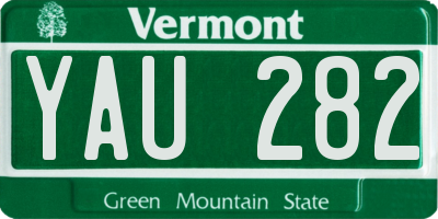 VT license plate YAU282