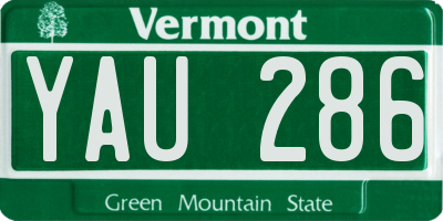 VT license plate YAU286
