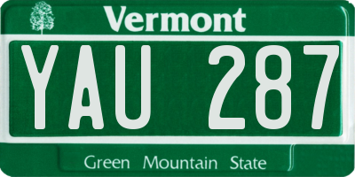 VT license plate YAU287