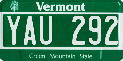 VT license plate YAU292